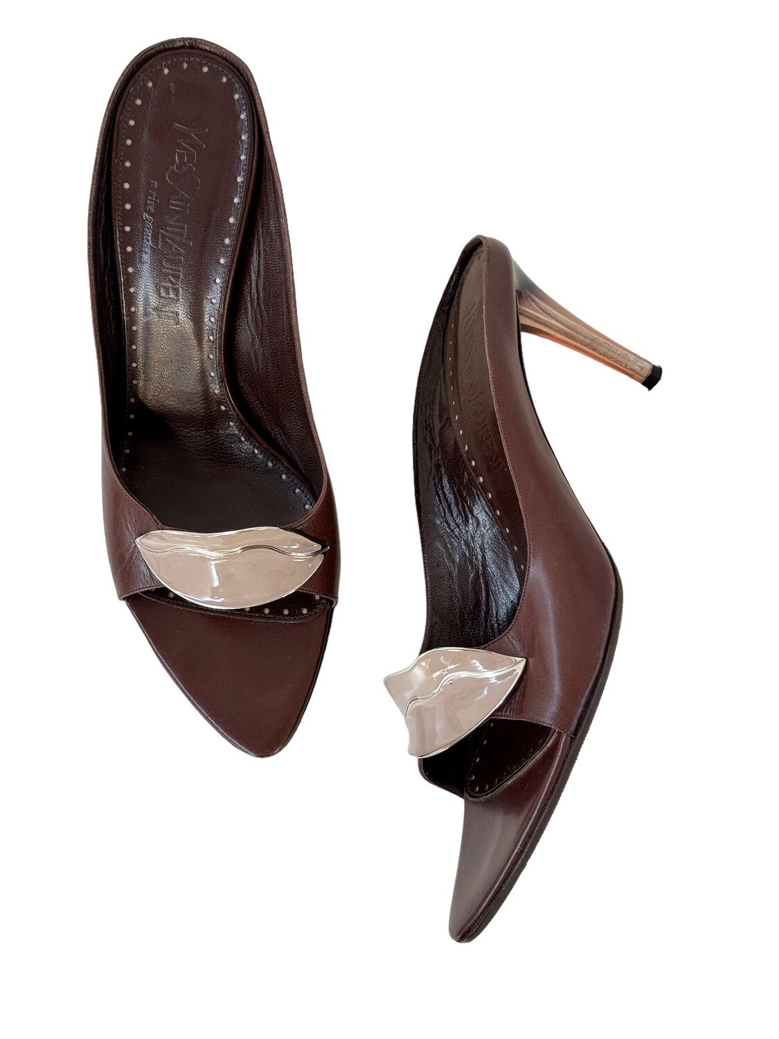 YVES SAINT LAURENT YSL VINTAGE LIPS SLIDES HEELS / IT 40