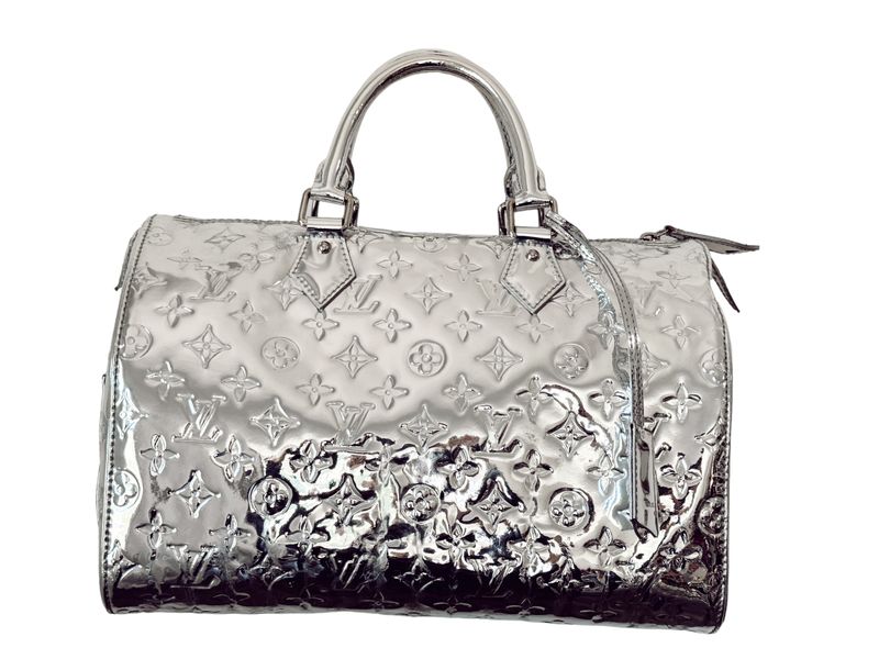LOUIS VUITTON RARE SILVER MONOGRAM MIROIR MIRROR SPEEDY 30 COLLECTORS BAG