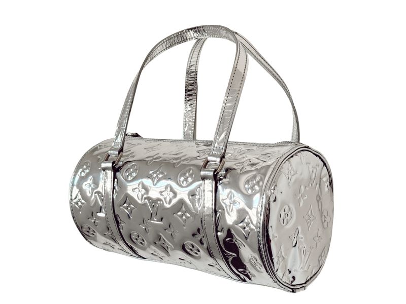 LOUIS VUITTON RARE SILVER MONOGRAM MIROIR MIRROR PAPILLON BAG
