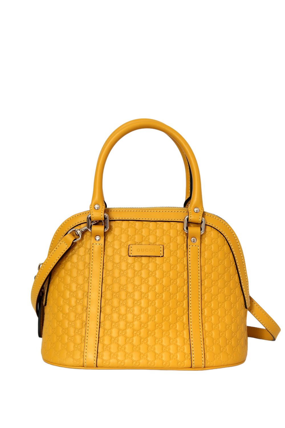 GUCCI MICRO GG YELLOW LEATHER 2 WAY TOP HANDLE CROSSBODY BAG