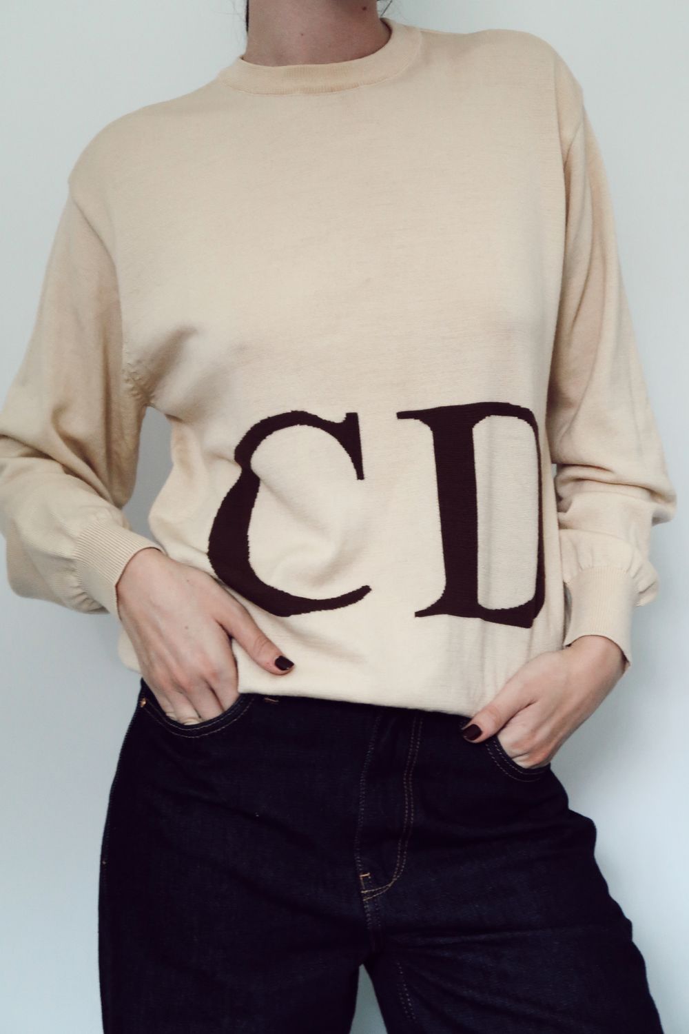 CHRISTIAN DIOR VINTAGE CD LOGO KNIT SWEATER
