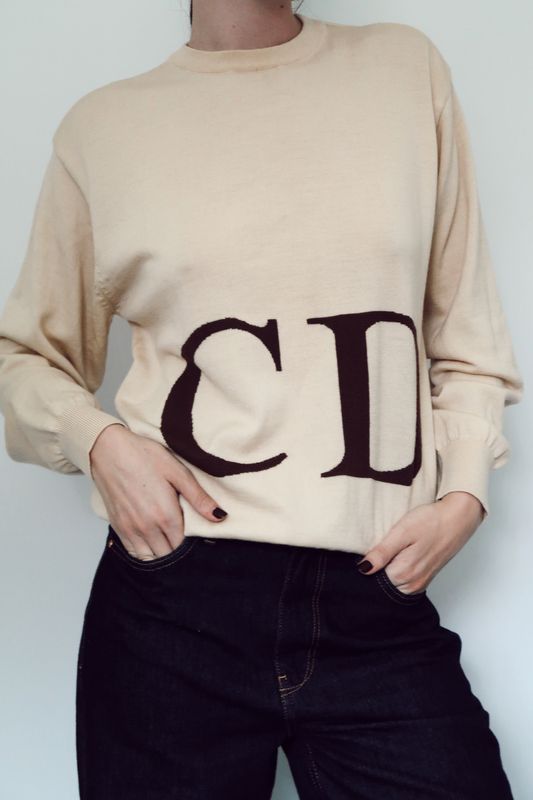 CHRISTIAN DIOR VINTAGE CD LOGO KNIT SWEATER