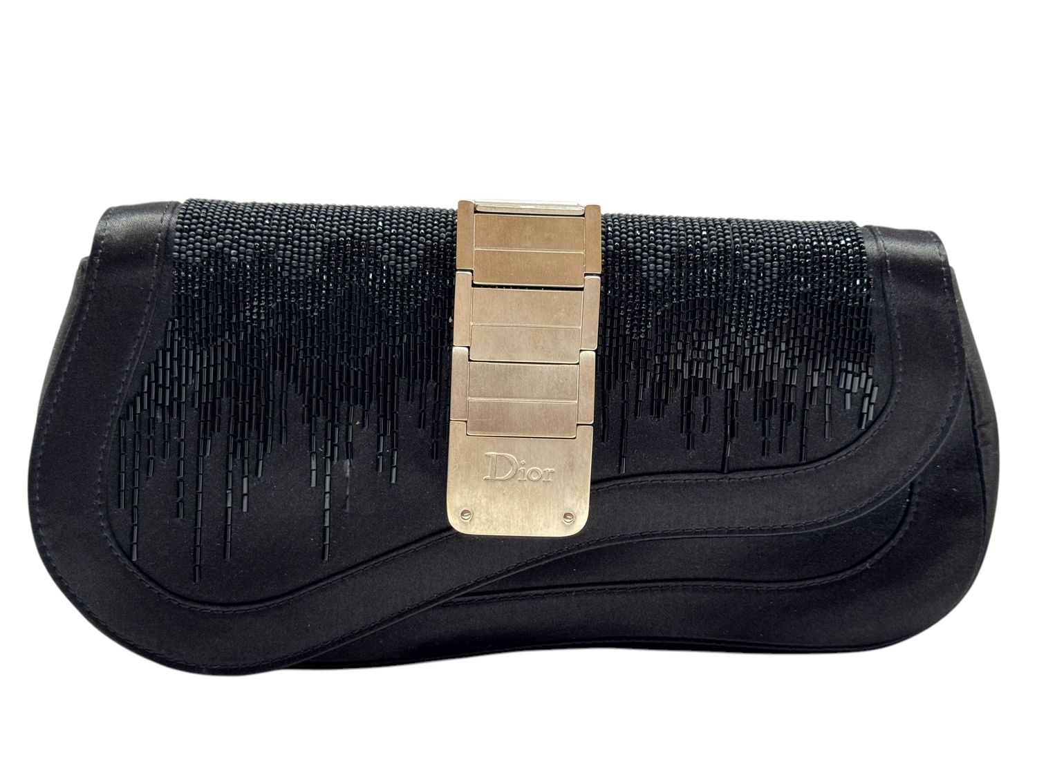 CHRISTIAN DIOR VINTAGE LIMITED EDITION BEADED SADDLE CLUTCH SHOULDER BAG