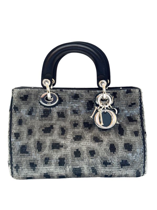CHRISTIAN DIOR LIMITED EDITION LEOPARD BEADED LADY DIOR BAG