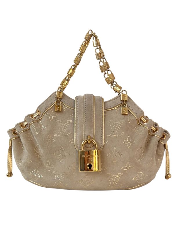 LOUIS VUITTON VINTAGE MINI SUEDE LV MONOGRAM THEDA PM BAG