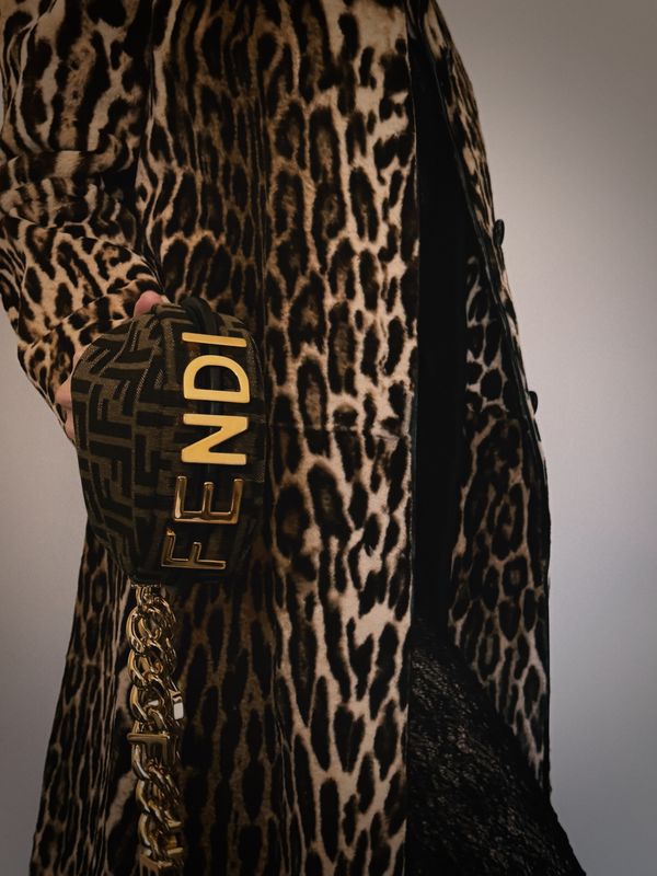 FENDI ZUCCA MINI FENDIGRAPHY BAG WITH ADDED FENDI LOGO CHAIN