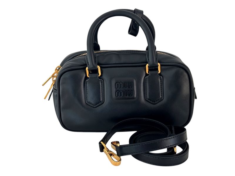 MIU MIU MINI ARCADIE LEATHER 2 WAY CROSSBODY BAG BLACK
