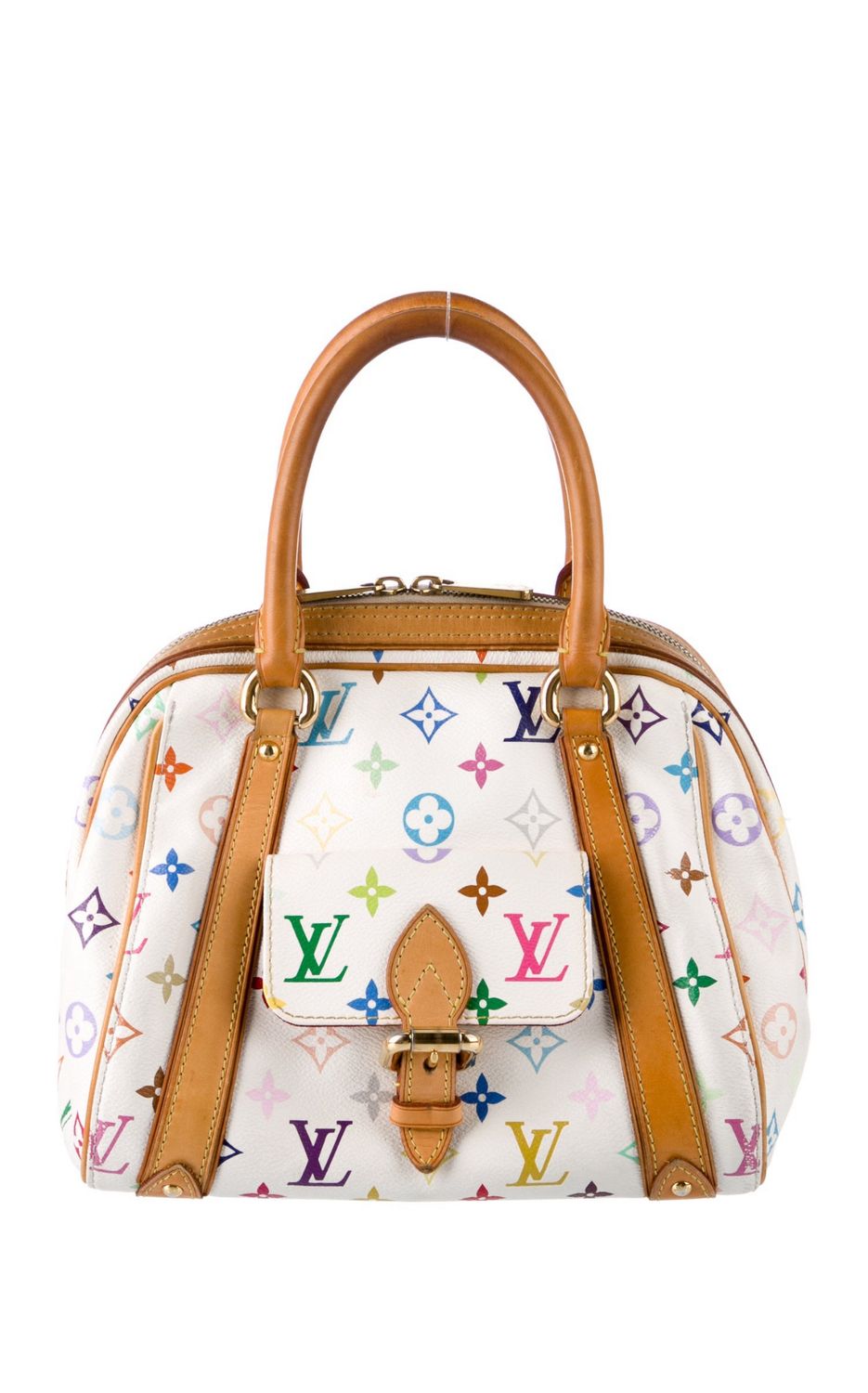 LOUIS VUITTON VINTAGE WHITE MULTICOLOR PRISCILLA SATCHEL