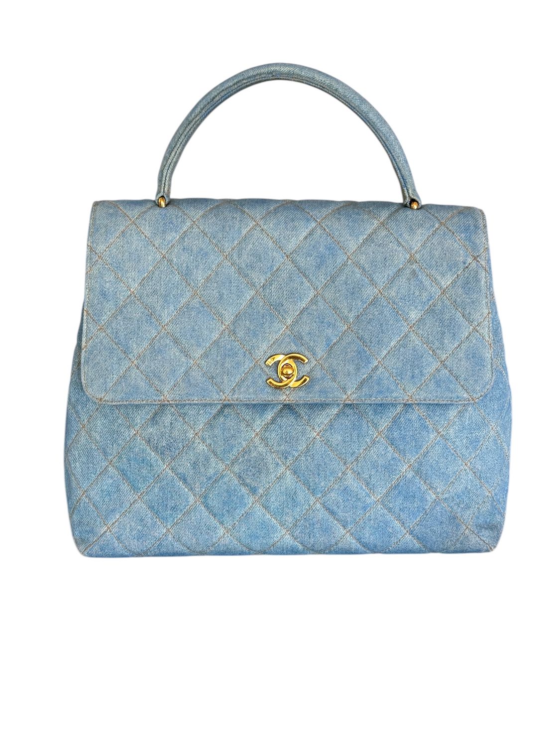 CHANEL VINTAGE DENIM LARGE KELLY BAG - RARE