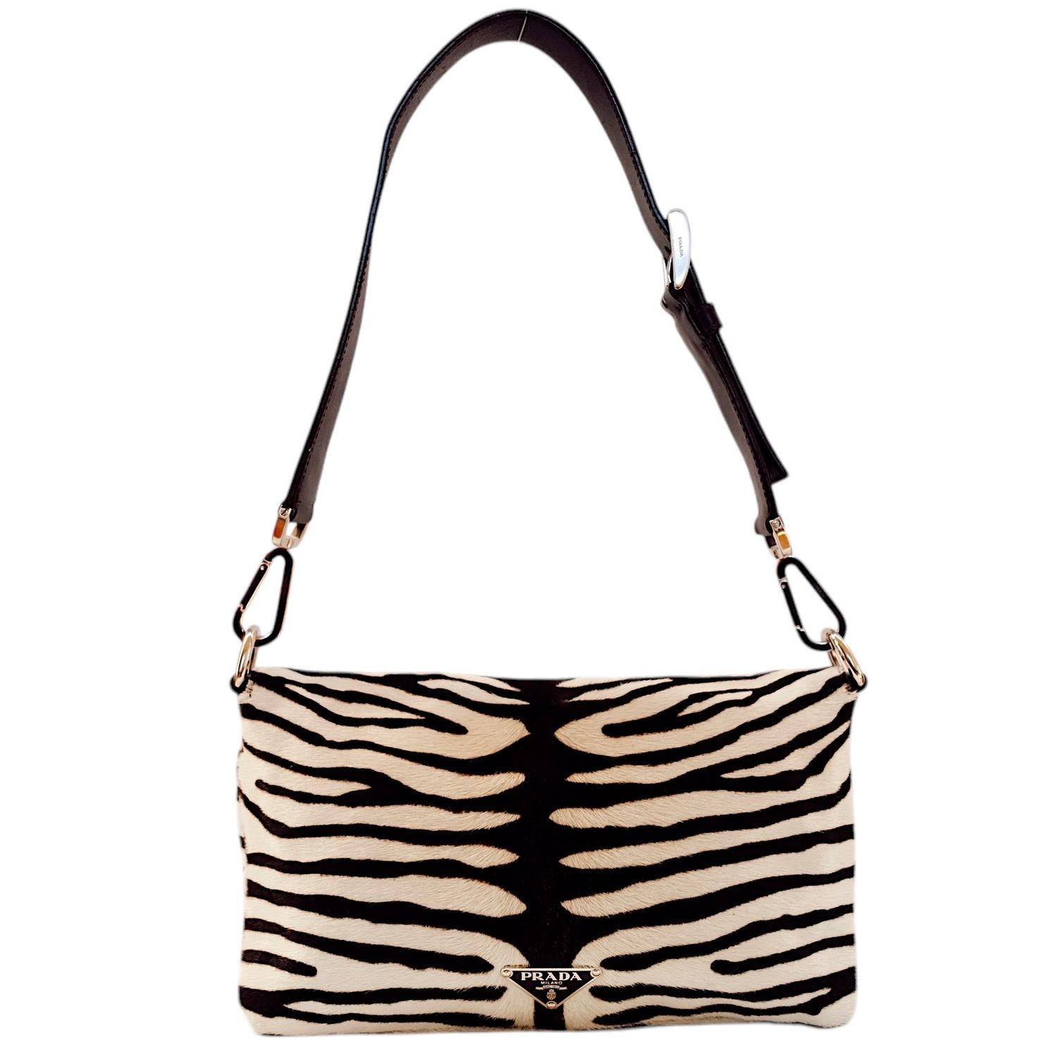 PRADA VINTAGE ZEBRA PRINT PONY HAIR SHOULDER BAG