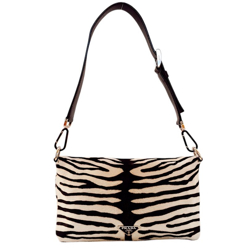 PRADA VINTAGE ZEBRA PRINT PONY HAIR SHOULDER BAG
