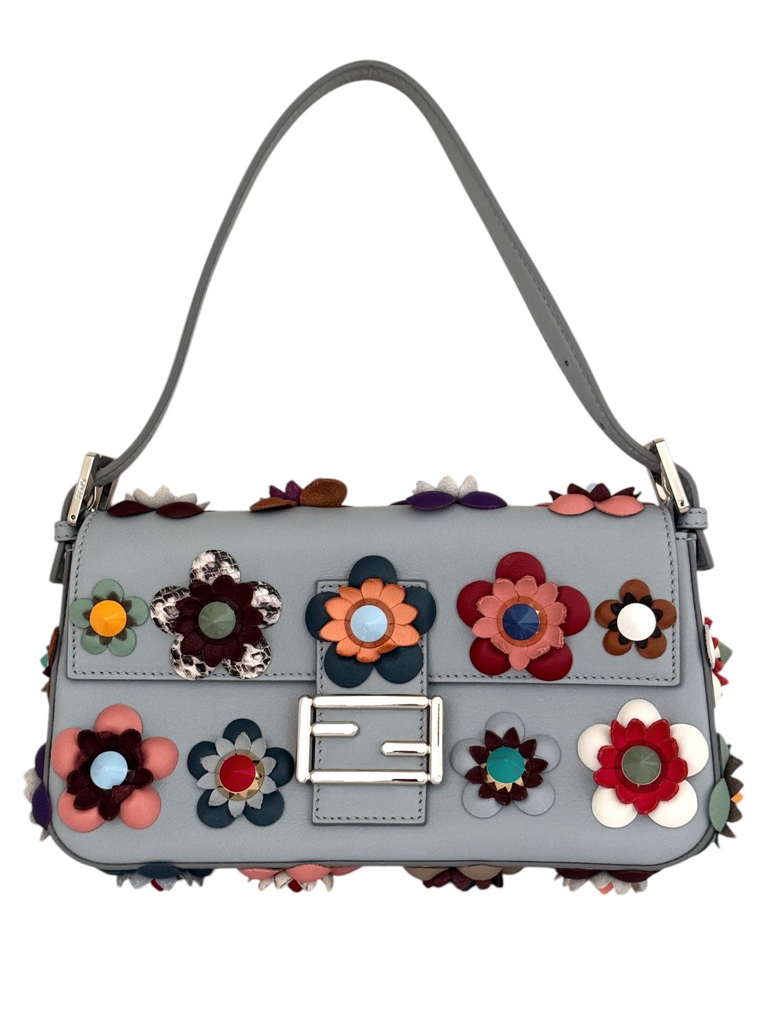 FENDI FLOWER LEATHER BAGUETTE BAG