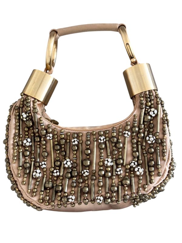 CHLOE VINTAGE PHEOBE PHILO SATIN EMBELLISHED HOBO BAG