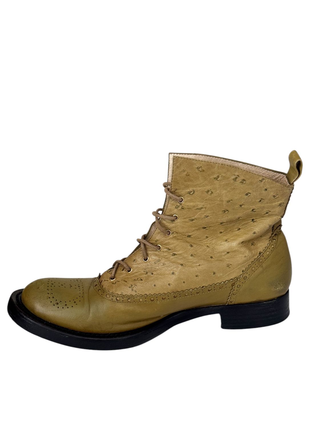 CHRISTIAN DIOR VINTAGE OSTRICH LEATHER MONOGRAM BOOTS  / IT 38