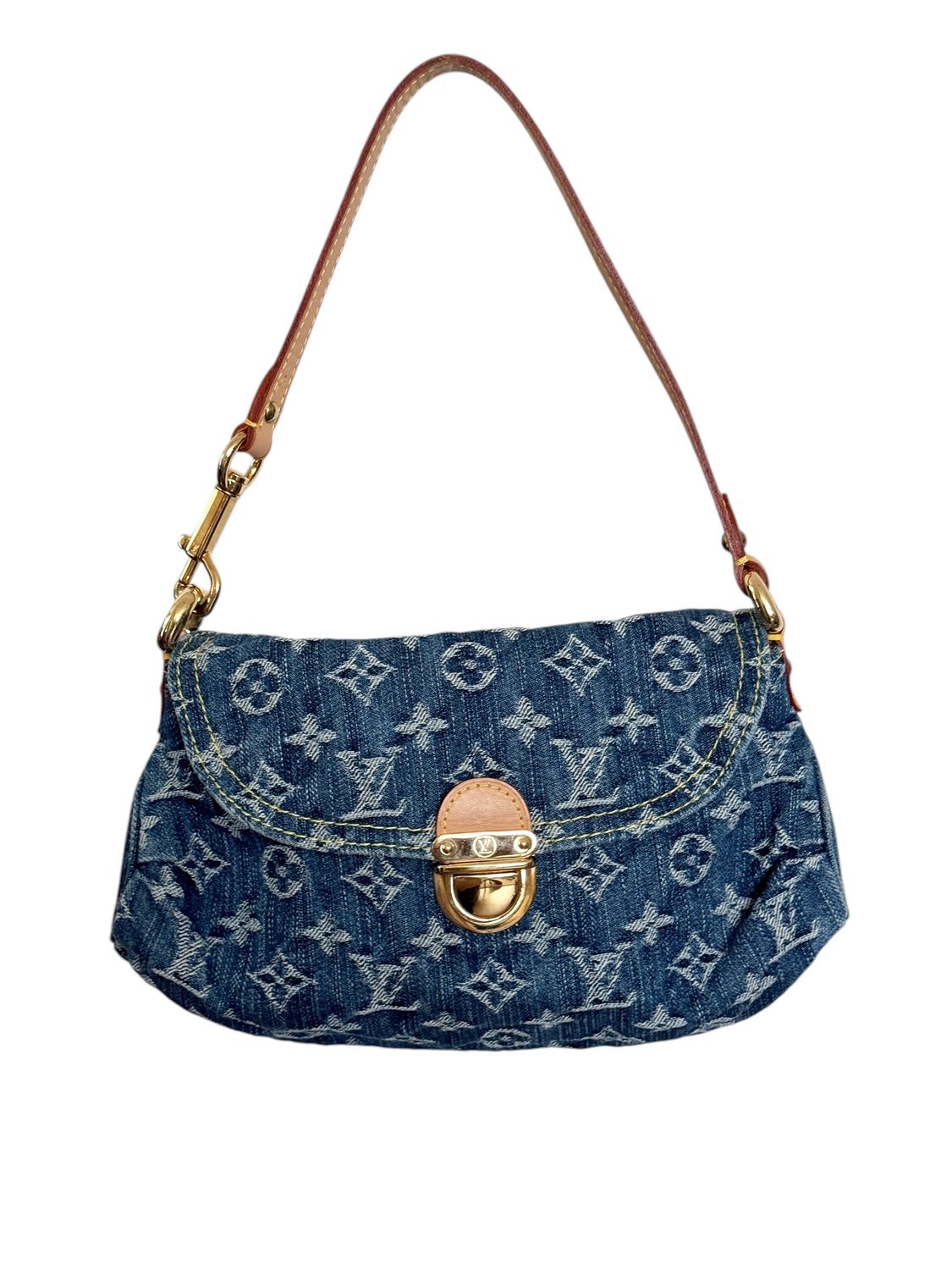 LOUIS VUITTON DENIM MONOGRAM PLEATY HOBO BAG