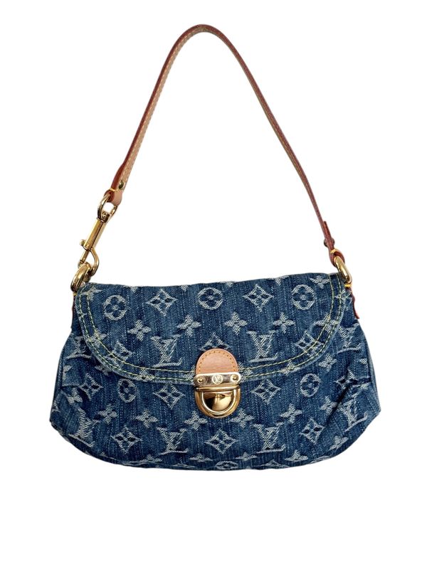 LOUIS VUITTON DENIM MONOGRAM PLEATY MINI HOBO BAG