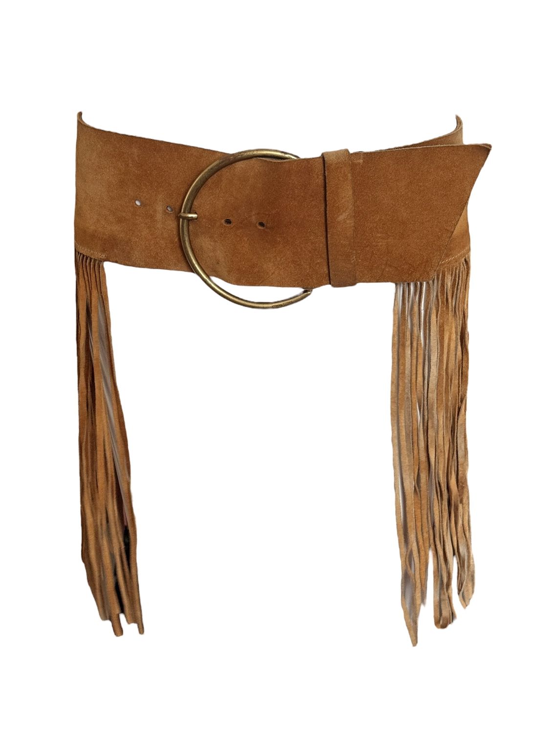 MIU MIU VINTAGE BROWN SUEDE FRINGE BELT