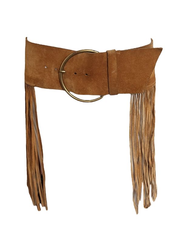 MIU MIU VINTAGE BROWN SUEDE FRINGE BELT