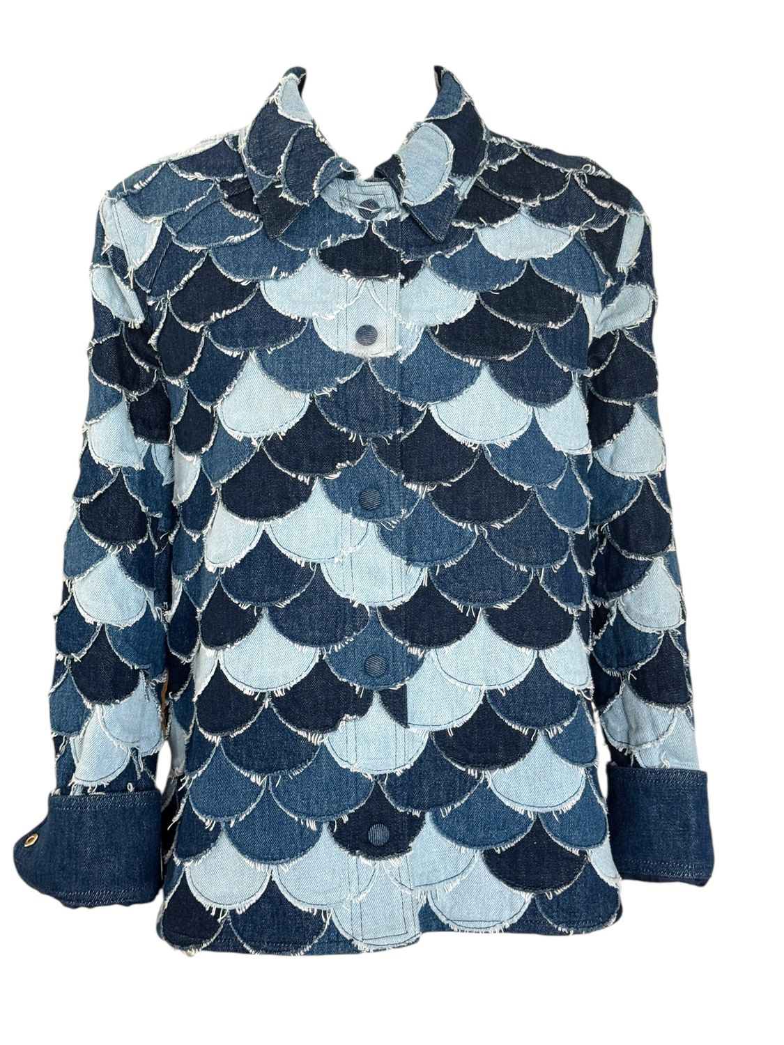 CHLOE VINTAGE DENIM SCALLOP PATCHWORK JACKET