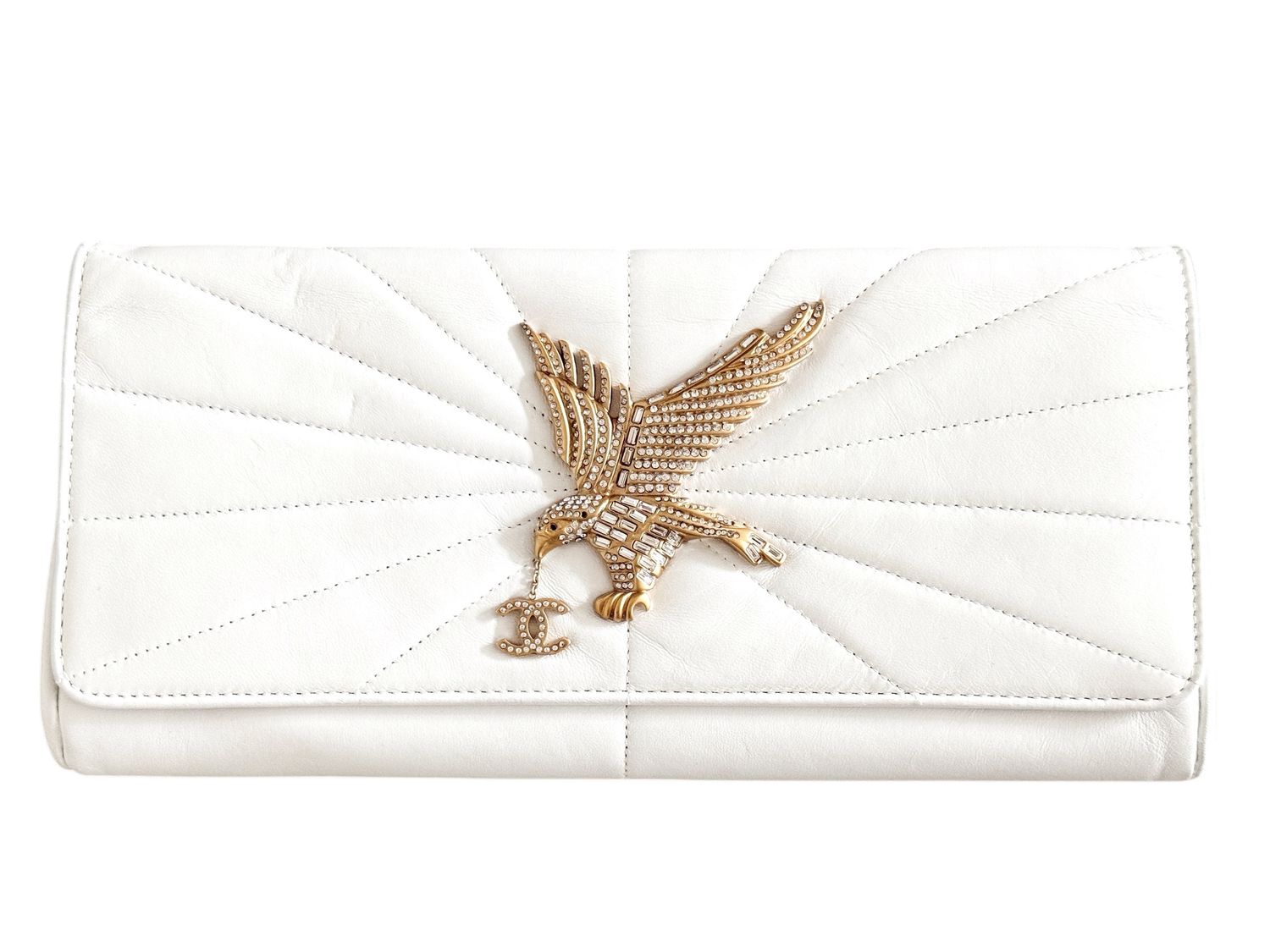 CHANEL RARE VINTAGE RHINESTONE EAGLE CLUTCH BAG