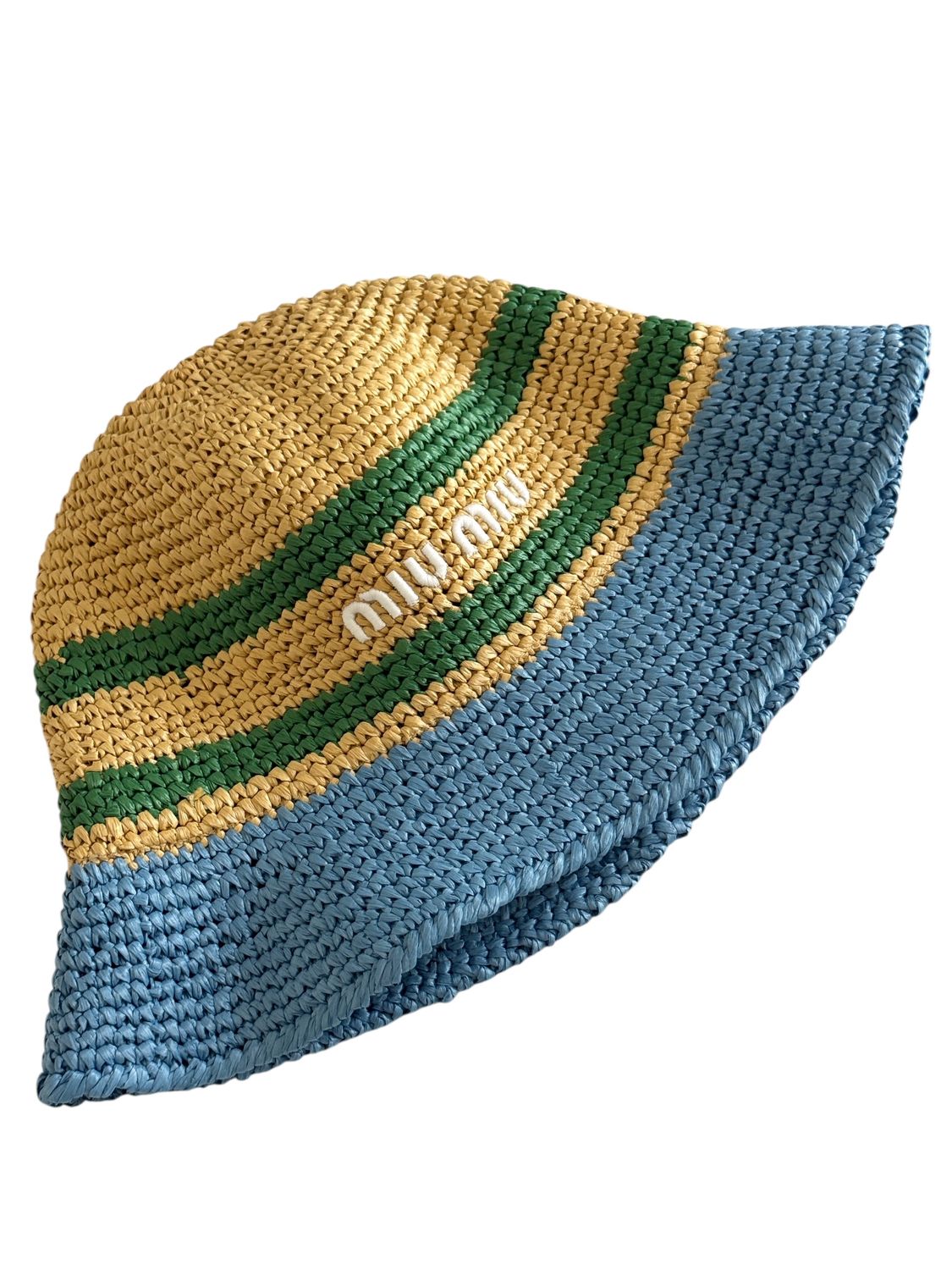 MIU MIU LOGO STRAW RAFFIA BUCKET HAT