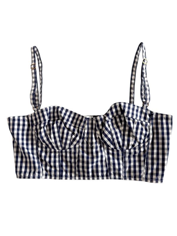 DOLCE GABBANA D&amp;G GINGHAM PRINT BRALETTE CROP TOP