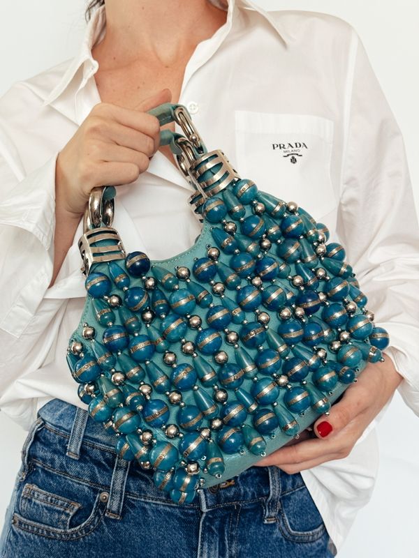 CHLOE VINTAGE PHEOBE PHILO EMBELLISHED BAUBLES HOBO BAG