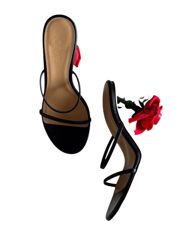 LOEWE ROSE HEEL LEATHER SLIDES HEELS / IT 39
