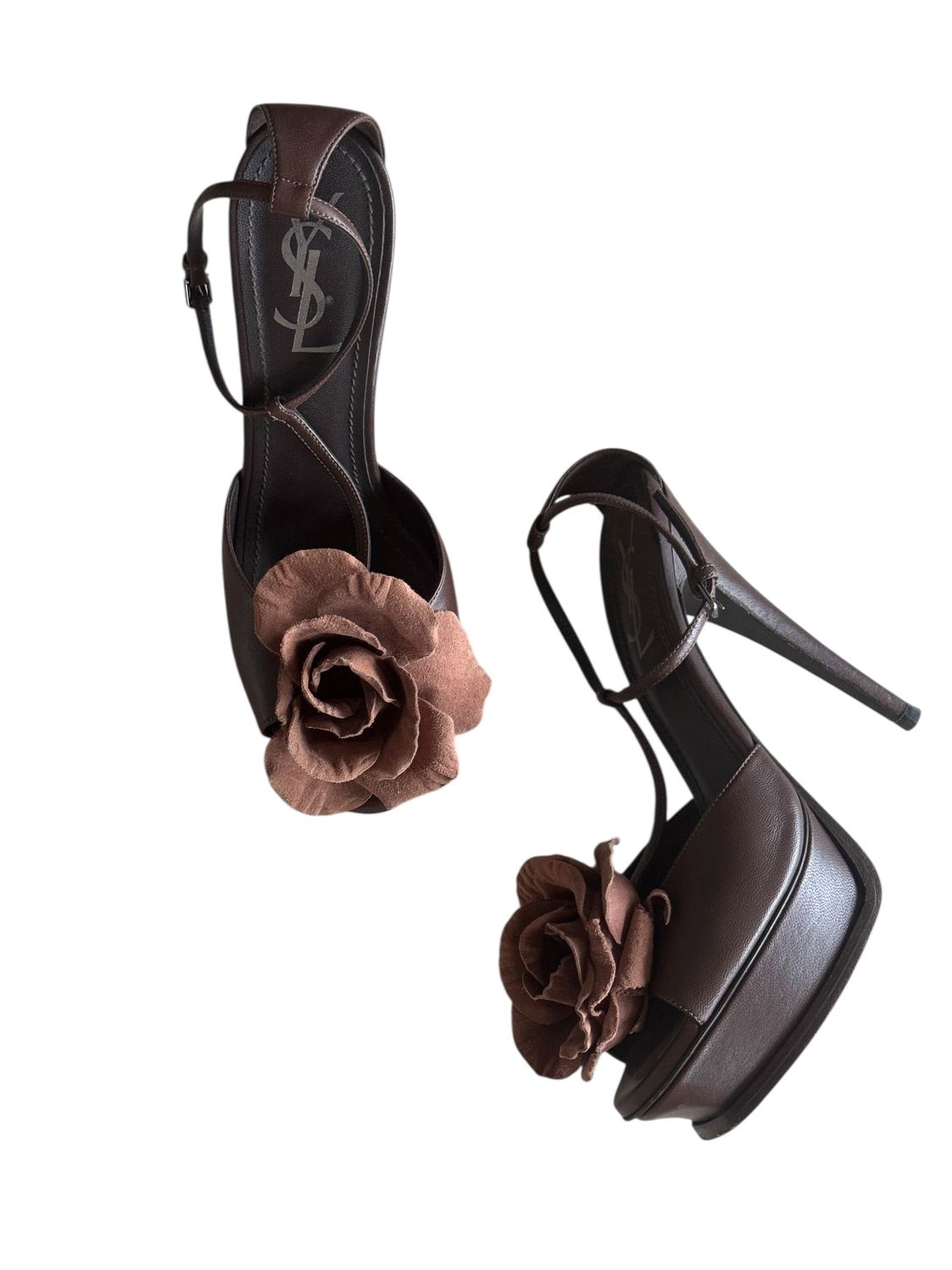 YVES SAINT LAURENT YSL VINTAGE ROSE FLOWER HEELS / IT 38