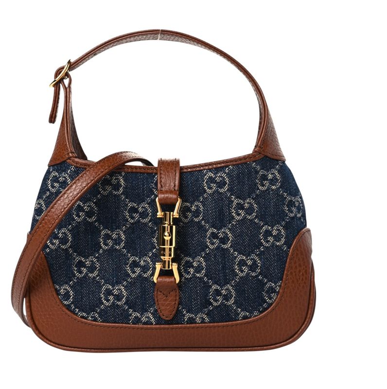 GUCCI GG MONOGRAM DENIM MINI JACKIE BAG W STRAP