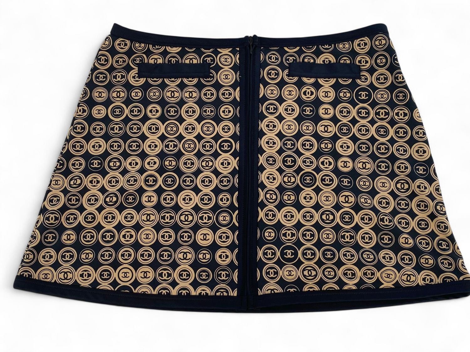 CHANEL VINTAGE CC MEDALLION COIN PRINT SKIRT FR 38