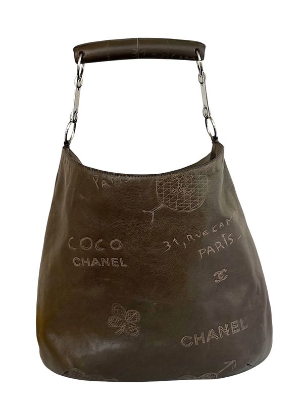 RARE VINTAGE CHANEL CC GRAFFITI FLAP SHOULDER BAG