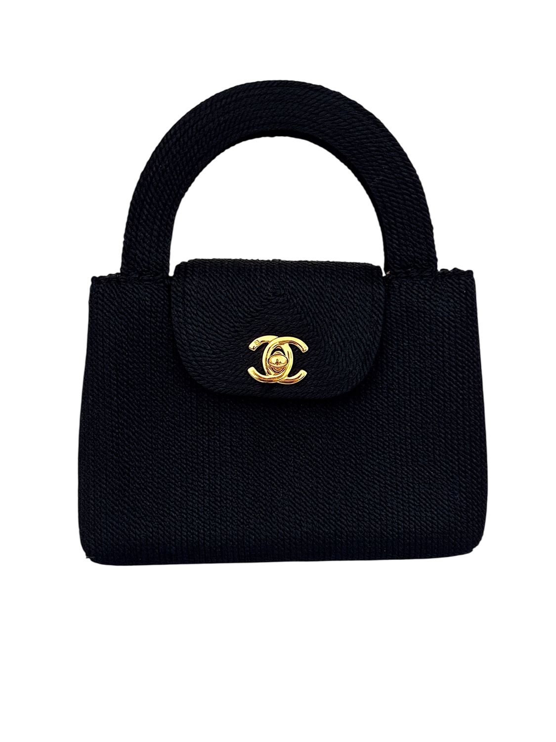 CHANEL VINTAGE BLACK ROPE MINI KELLY BAG