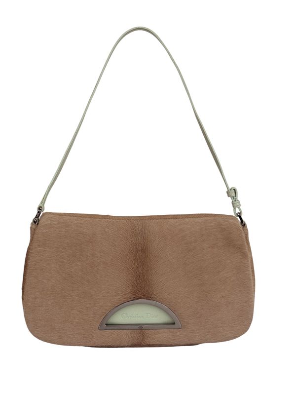 CHRISTIAN DIOR VINTAGE BROWN PONY HAIR MALICE SHOULDER BAG