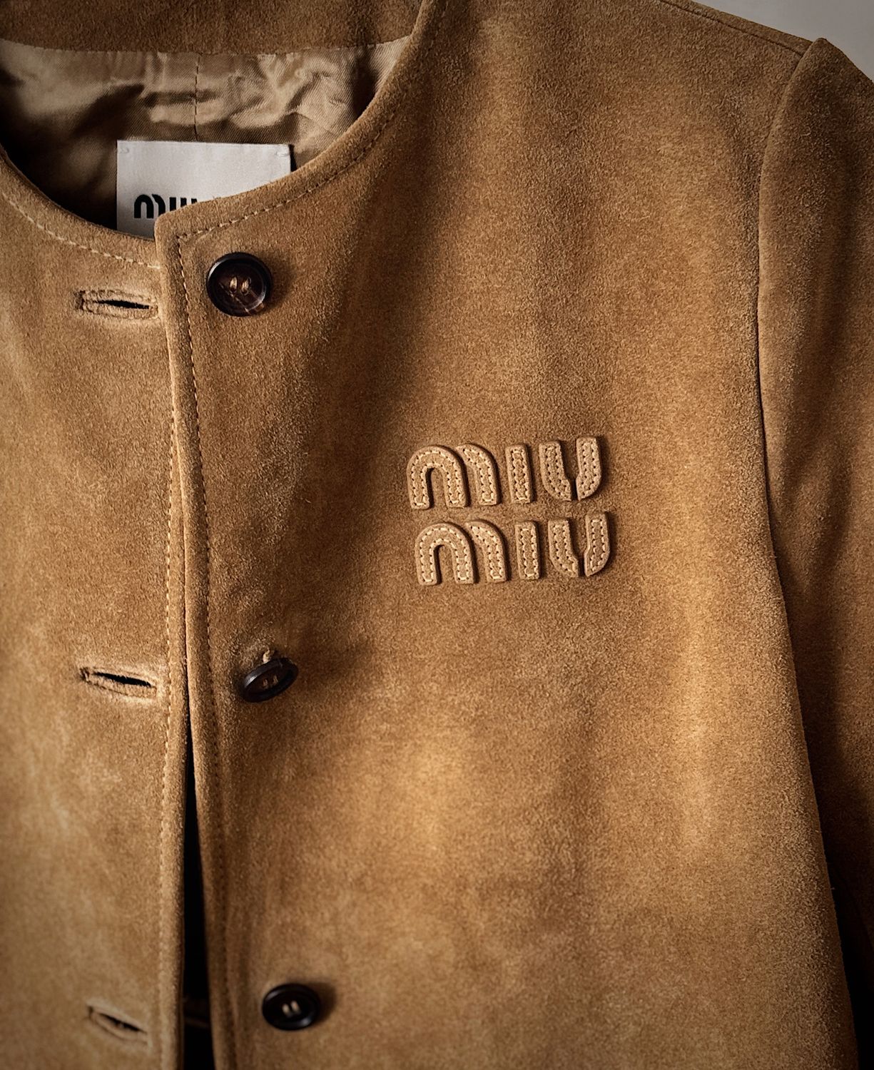 MIU MIU BROWN SUEDE LEATHER JACKET
