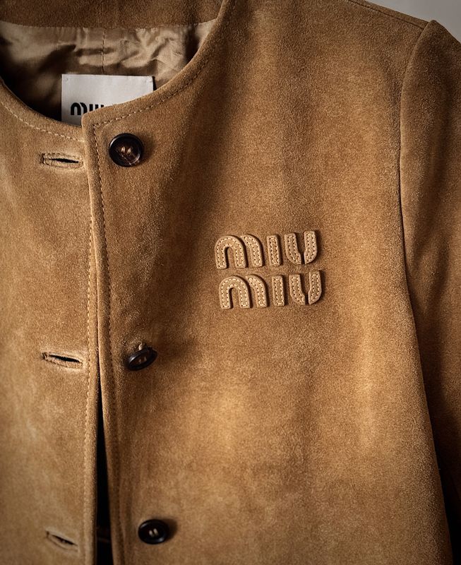 MIU MIU BROWN SUEDE LEATHER JACKET