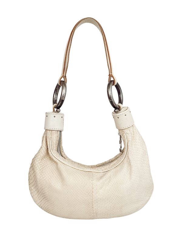 CHLOE VINTAGE PYTHON LEATHER RING HANDLE MINI HOBO BAG