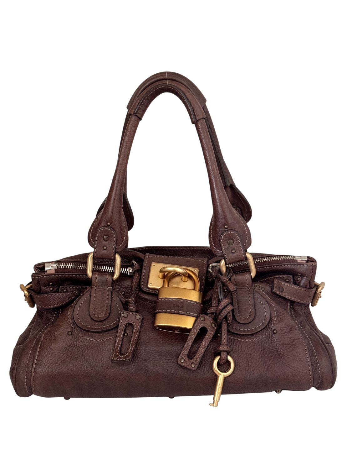 CHLOE VINTAGE BROWN PADDINGTON LOCK BAG
