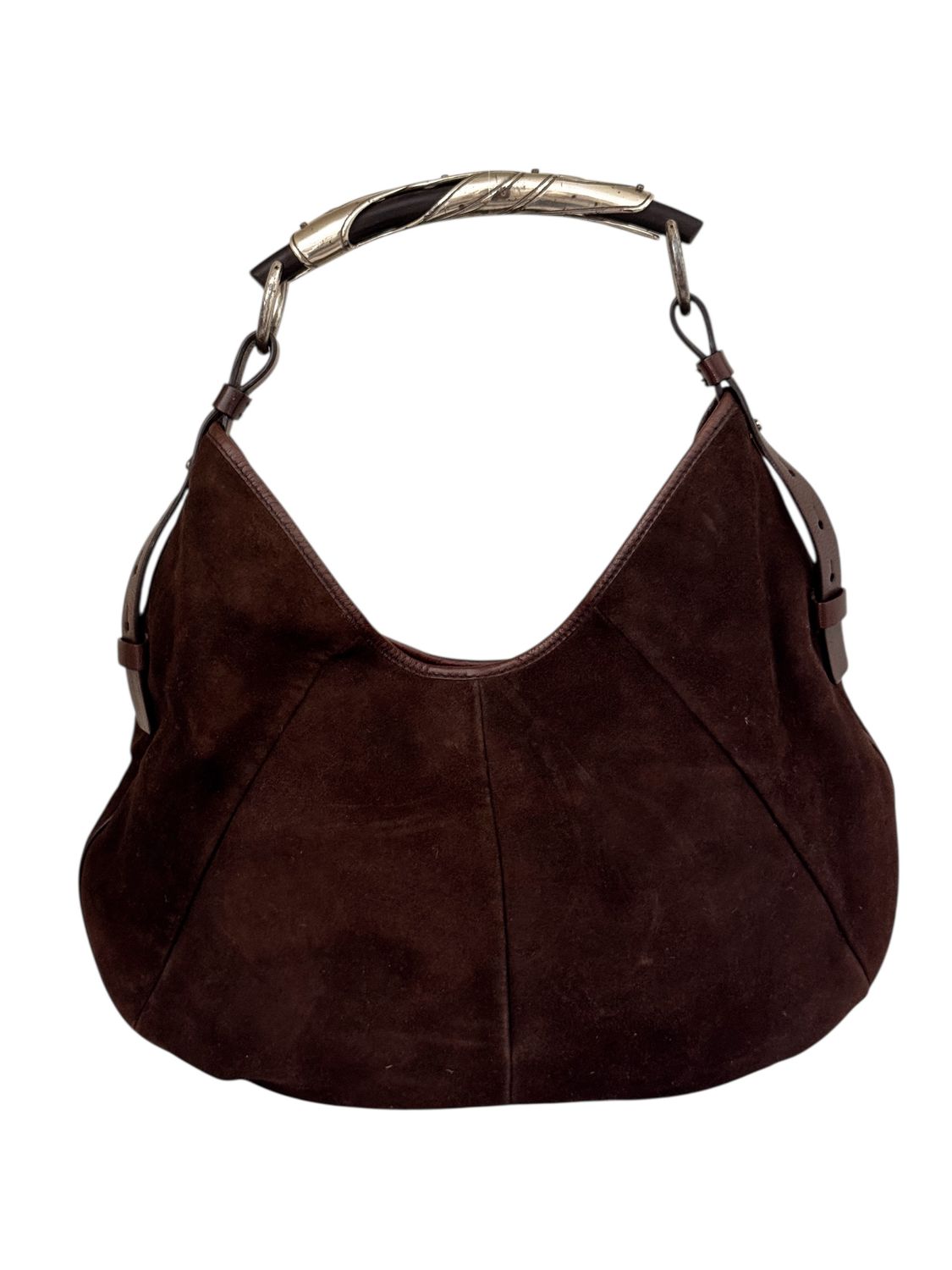 YVES SAINT LAURENT YSL VINTAGE BROWN SUEDE LEATHER MOMBASA HOBO BAG