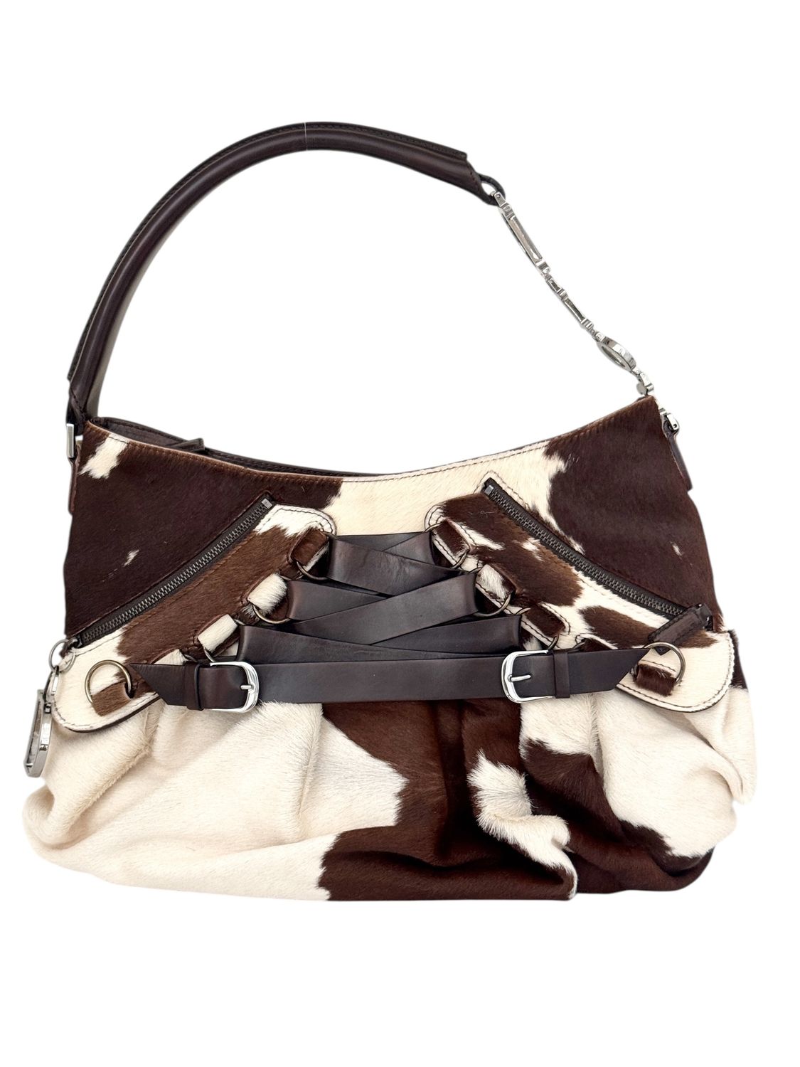 CHRISTIAN DIOR VINTAGE COW PRINT PONY HAIR BALLET CORSET BAG