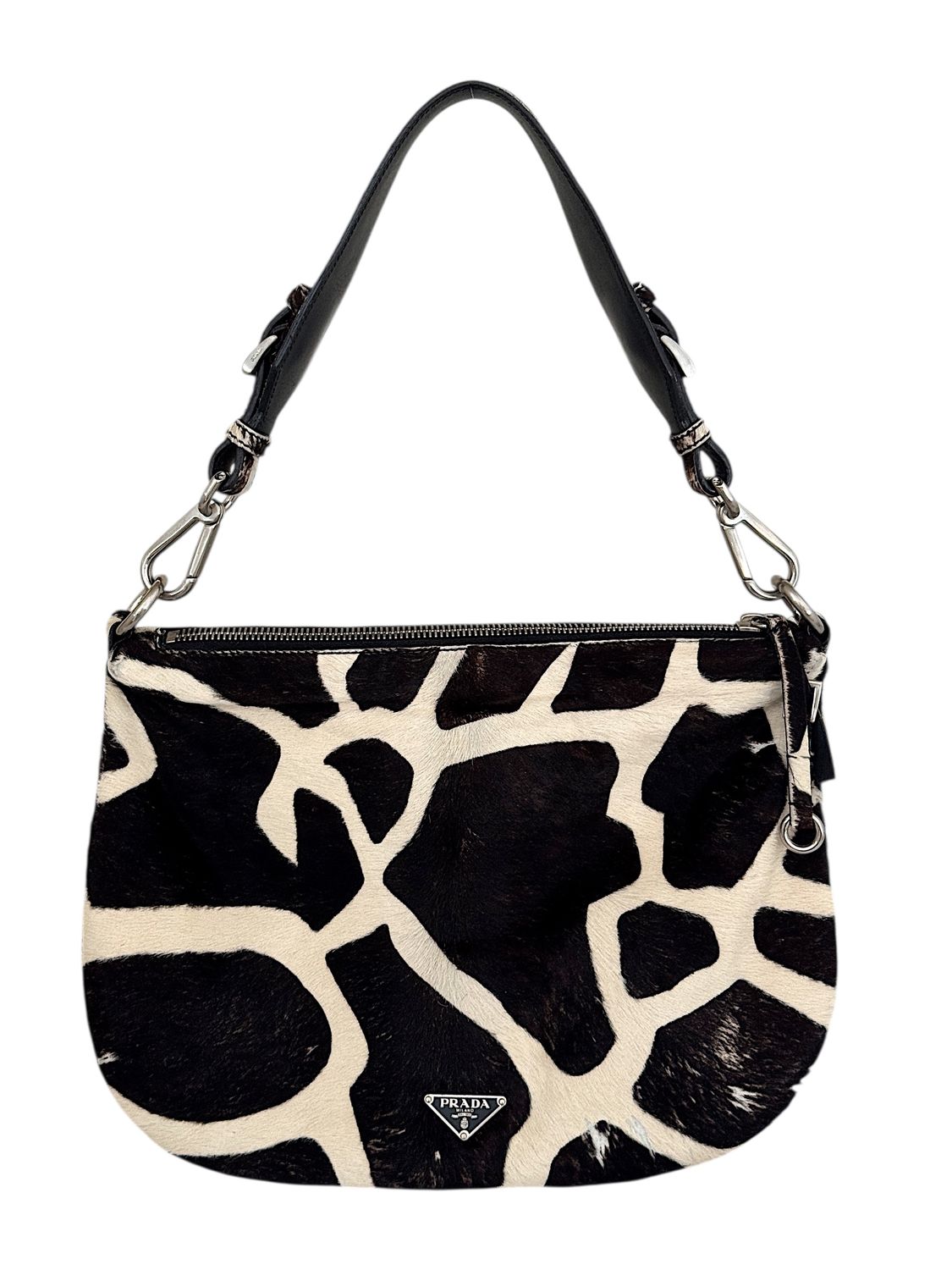 PRADA VINTAGE ANIMAL PRINT PONY HAIR SHOULDER HOBO BAG