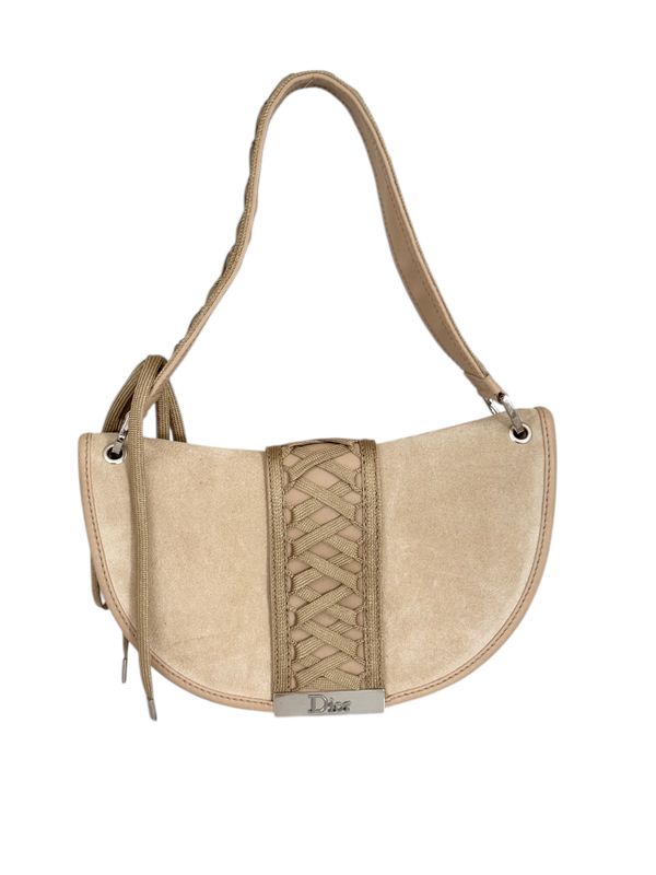 CHRISTIAN DIOR VINTAGE TAN SUEDE LEATHER CORSET MINI BAG