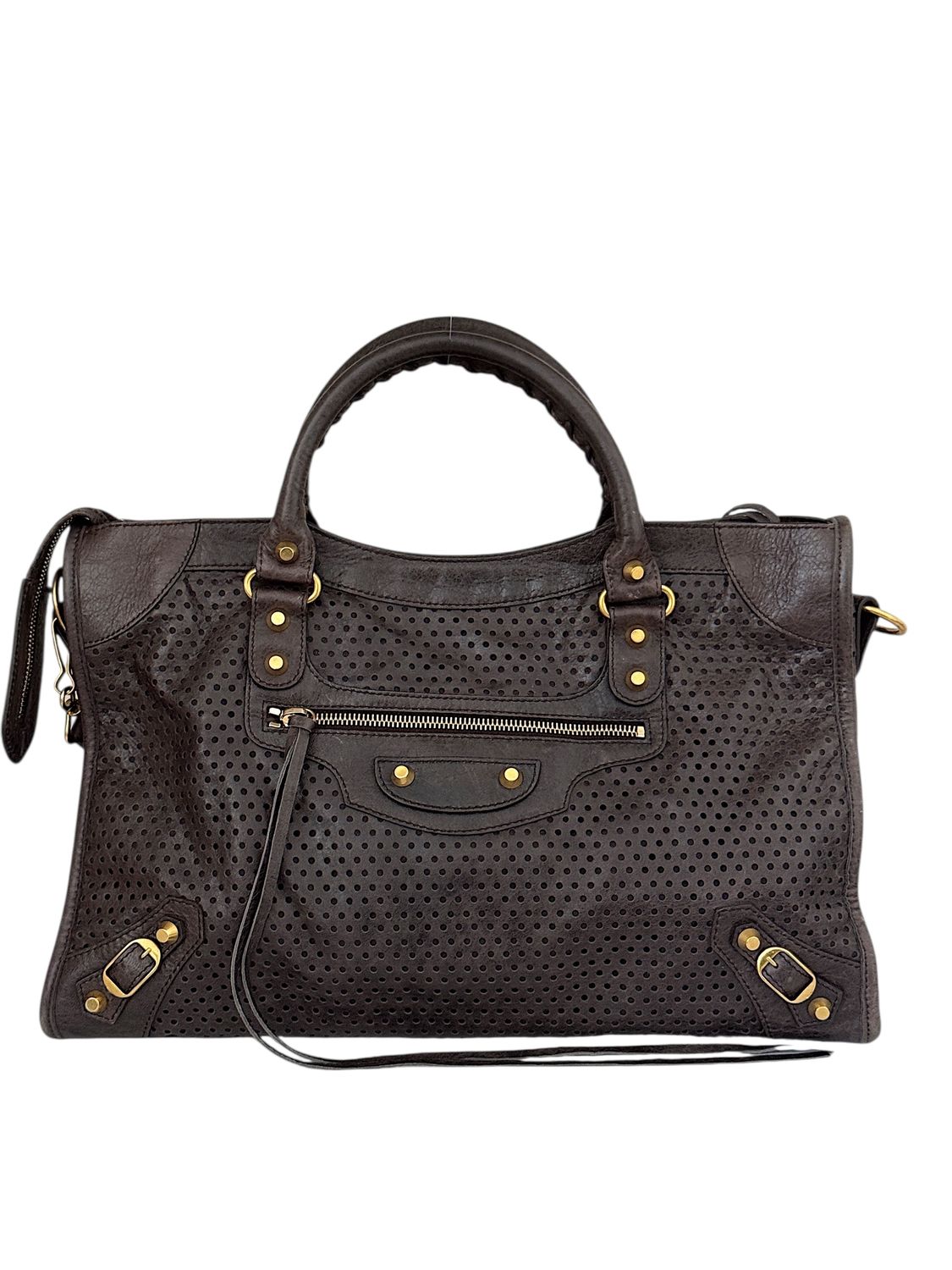 BALENCIAGA PERFORATED LEATHER CITY BAG