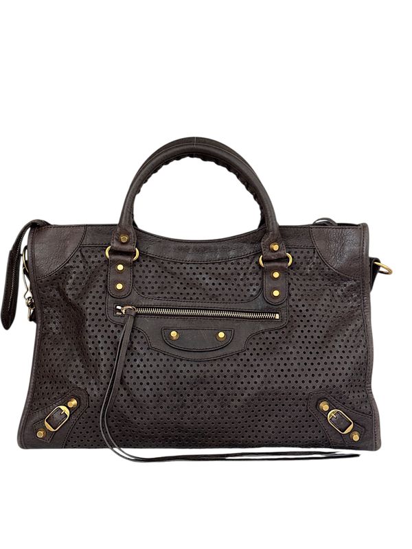 BALENCIAGA PERFORATED LEATHER CITY BAG