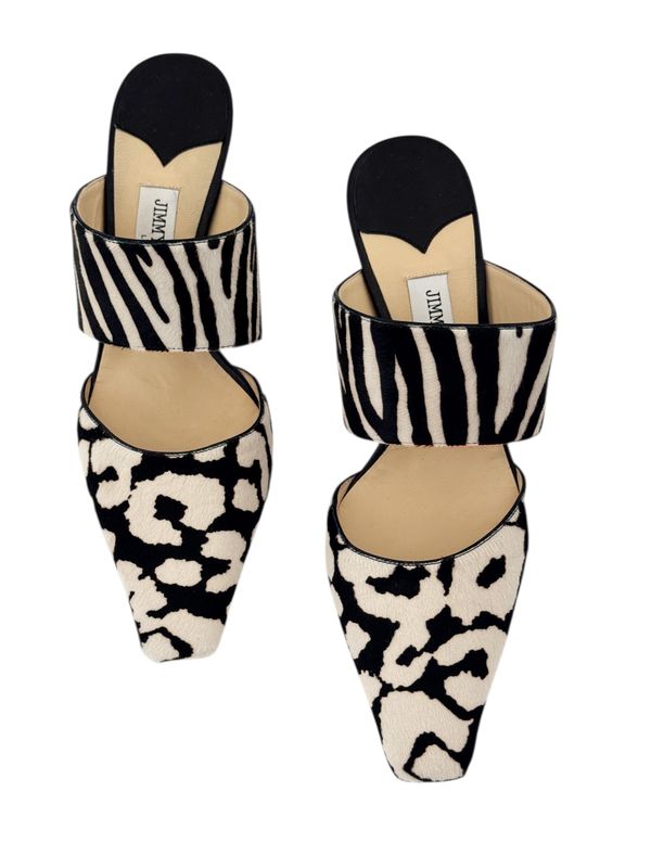JIMMY CHOO PONY HAIR ANIMAL PRINT HEELS / IT 40.5