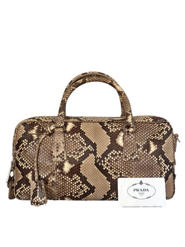 PRADA PYTHON BOWLER 2 WAY BAG W TRIANGLE