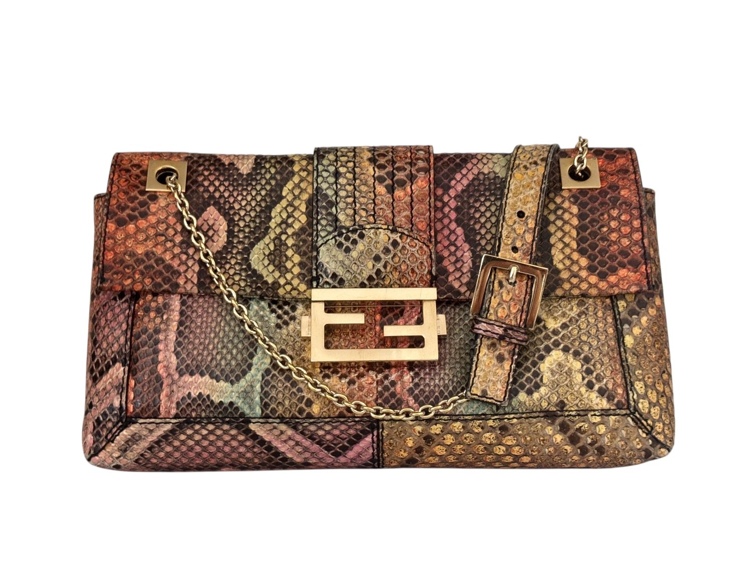 FENDI RAINBOW PYTHON 2 WAY BAG BAGUETTE BAG