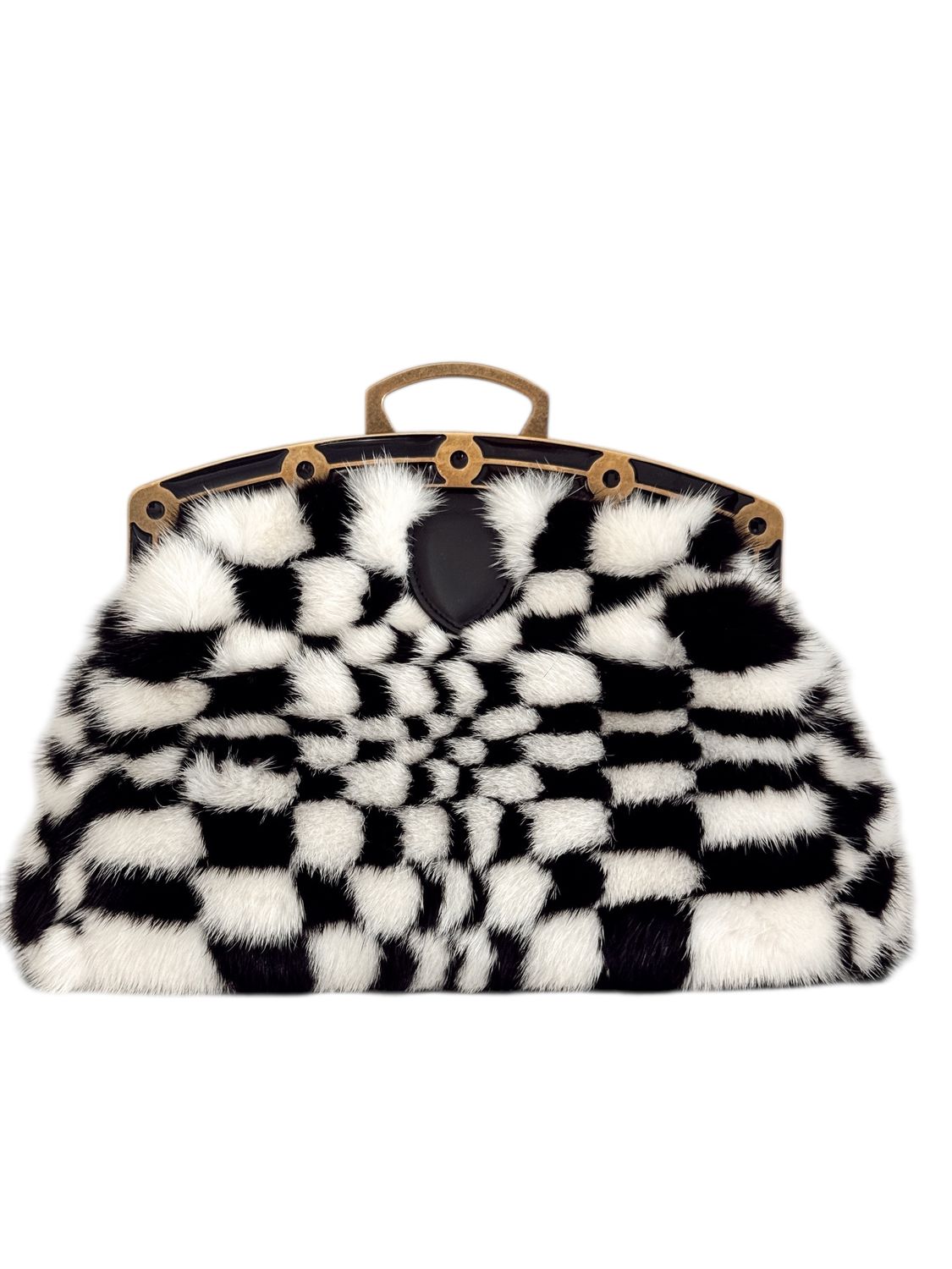 MARK JACOBS RARE OP-ART MINK FUR FRAMED RUNWAY CLUTCH