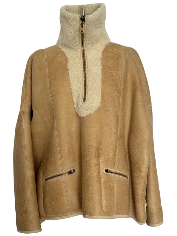 CHLOE VINTAGE LEATHER SHEARLING JACKET COAT