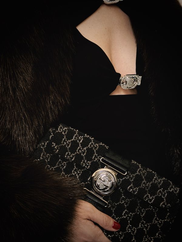 GUCCI RARE VINTAGE GG MONOGRAM BLACK SILVER BEADED LEATHER CLUTCH BAG